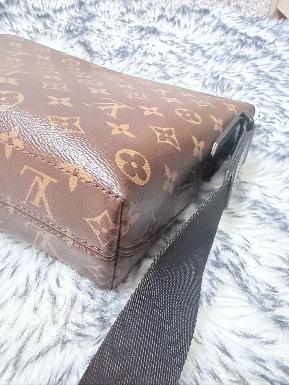 Monogram Canvas Crossbody Messenger Bag - Brown